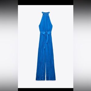 Zara NWT Blue Braided Halter neck Jumpsuit